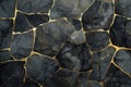 Black stone texture with gold cracks Royalty Free Stock Photo
