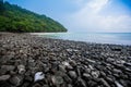 Black stones on the beach