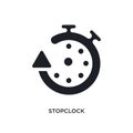 black stopclock isolated vector icon. simple element illustration from travel 2 concept vector icons. stopclock editable logo