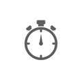 Black stopwatch flat icon isolated on white. Fast time stop watch, limited offer, deadline symbol. Royalty Free Stock Photo