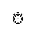 Black stopwatch flat icon isolated on white. Fast time stop watch, limited offer, deadline symbol Royalty Free Stock Photo