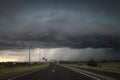 Black storm clouds above highway Royalty Free Stock Photo