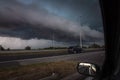 Black storm clouds above highway Royalty Free Stock Photo