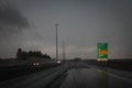 Black storm clouds above highway Royalty Free Stock Photo