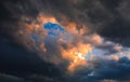 Sun sunset clouds black dark close up Royalty Free Stock Photo
