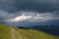 Ukrainian Carpathian Mountains. Mountain range Borzhava near the village Volovets Zakarpattya region. Ukraine. Royalty Free Stock Photo