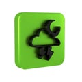 Black Storm icon isolated on transparent background. Cloud with lightning and moon sign. Weather icon of storm. Green