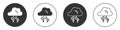 Black Storm icon isolated on white background. Cloud and lightning sign. Weather icon of storm. Circle button. Vector
