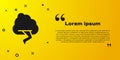 Black Storm icon isolated on yellow background. Cloud and lightning sign. Weather icon of storm. Vector