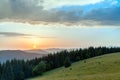 Black stormy sky in the rain in the mountains. Royalty Free Stock Photo