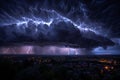 Black stormy sky with thunder and lightning, thunderstorm background. dark clouds before rain. a powerful thunderous downpour Royalty Free Stock Photo