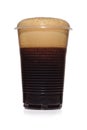 Black stout dark beer in a plastic disposable cup isolated on white