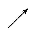 Black straight arrow vector icon. Hand-drawn vector illustration of a pointer