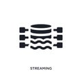 black streaming isolated vector icon. simple element illustration from big data concept vector icons. streaming editable black