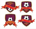 Black Stripe Red Football Club Logo design in 4 alternative layout & Ribbon