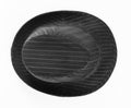 Black striped hat isolated on white background, top view.