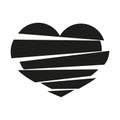 Black Stripes broken heart vector on white background. Could be