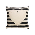Black stripes design pillow cover on isolated background with clipping path. Burlap textile texture for decoration on your bed