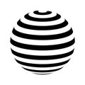 Black stripes sphere on white background