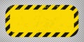 Black Stripped rectangle with rounded corners on yellow background. Text space. Blank Warning Sign Royalty Free Stock Photo