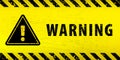 Black Stripped Rectangle on yellow background. Blank Warning Sign. Warning Background with warning signand exclemation mark. Templ Royalty Free Stock Photo