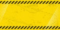 Black Stripped Rectangle on yellow background. Blank Warning Sign and text space. Warning Background Royalty Free Stock Photo