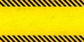 Black Stripped Rectangle on yellow background. Blank Warning Sign. Warning Background. Template. Royalty Free Stock Photo