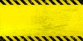 Black Stripped Rectangle on yellow background. Blank Warning Sign. Warning Background. Template. Royalty Free Stock Photo