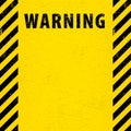 Black Stripped Rectangle on yellow background. Scratched warning sign.