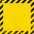 Black Stripped square on yellow background. Blank Warning Sign. Warning Background. Template square. Royalty Free Stock Photo