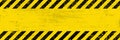 Black Stripped on yellow background. Grunge long plaque with yellow and black stripes and text space
