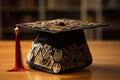 Black Student graduation cap. Generate Ai Royalty Free Stock Photo