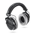 Black studio headphones isolated on white background Royalty Free Stock Photo