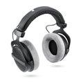 Black studio headphones isolated on white background Royalty Free Stock Photo