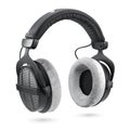 Black studio headphones isolated on white background Royalty Free Stock Photo