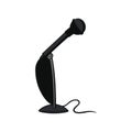Black studio microphone on a stand with a curved wire on a white background Royalty Free Stock Photo