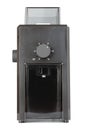 black stylish electric coffee grinder isolated on white background