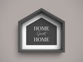 Black stylish wooden frame in shape of house with inscription Home Sweet Home Royalty Free Stock Photo