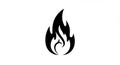 Black Stylized Flame Icon on White Background - Simple Fire Symbol Vector Royalty Free Stock Photo