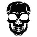 Black stylized skull isolated on white background. Outline style. Tatoo. Modern print. Coloring for adults.