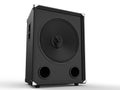 Black sub woofer speaker with a skull in the center - side view Royalty Free Stock Photo