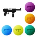 Black Submachine gun M3, Grease gun icon isolated on white background. Set icons in color circle buttons. Vector