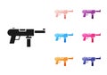 Black Submachine gun M3, Grease gun icon isolated on white background. Set icons colorful. Vector