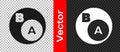 Black Subsets, mathematics, a is subset of b icon isolated on transparent background. Vector