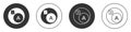 Black Subsets, mathematics, a is subset of b icon isolated on white background. Circle button. Vector