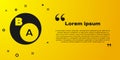 Black Subsets, mathematics, a is subset of b icon isolated on yellow background. Vector