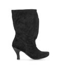 Black suede high-heeled boots