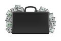 Black Suitcase Full of Hundred Dollars. 3d Rendering