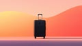 A black suitcase with a handle and wheels stands upright against a gradient background. Royalty Free Stock Photo