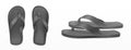 Black summer rubber slippers for beach or pool